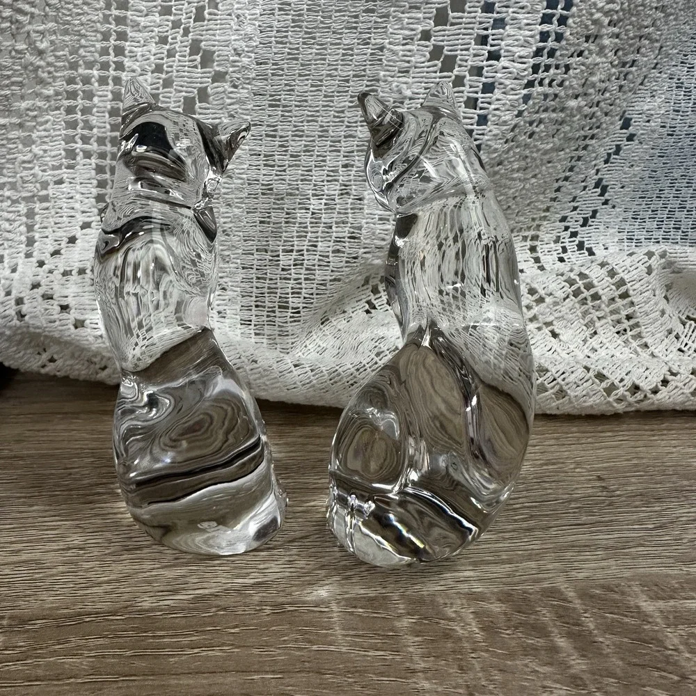 Vintage‎ Lenox Clear Crystal Sitting Cat Kitty 4.5